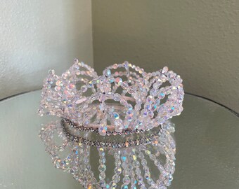 Vintage Aurora borealis wired tiara crown