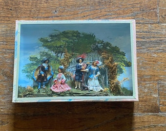 19th century Wax doll diorama scene in shadow box