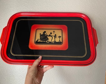 Art Deco Silhouette Tray with lady and Cupid