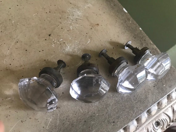 Vintage Clear Glass Knobs Or Drawer Pulls Etsy