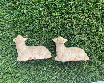 pair of vintage putz sheep