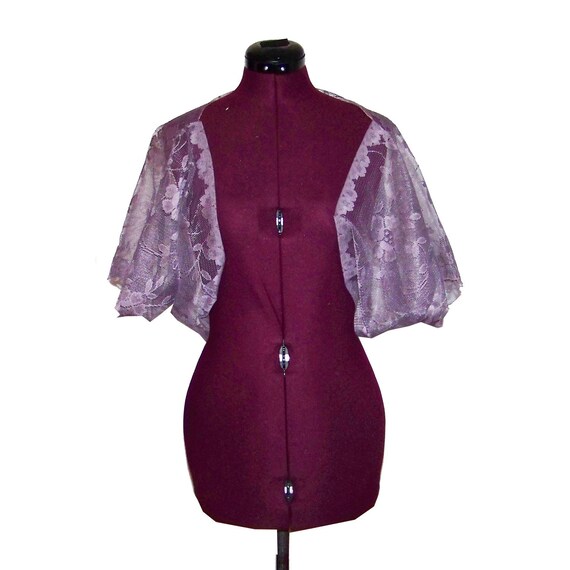 Items similar to ON SALE Handmade Women Purple Lace Floral Shrug