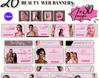 Beauty Website Banners Template : Skincare & makeup Web banner - Shopify Slide bundle (Digital Download)
