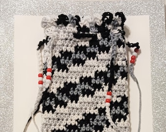 Crochet Plastic Bag Holder, Black White Gray, Eco Friendly Storage