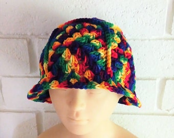 Bucket Hat, Rainbow Bucket Hat, Crochet Hat, LGBTQ, Pride Month, Festival Hat, Hippie Hat