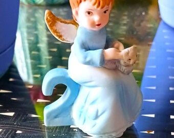 Vintage, Birthday Angel Figurine, Single Ceramic #2 Angel