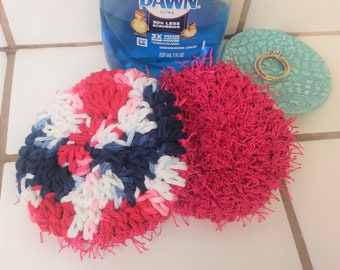 Cotton Dish Scrubby, Set of 2, Crochet , Eco Friendly , Dish Rag, Kitchen Sponge, Crochet Dish Sponge, Scrubbie