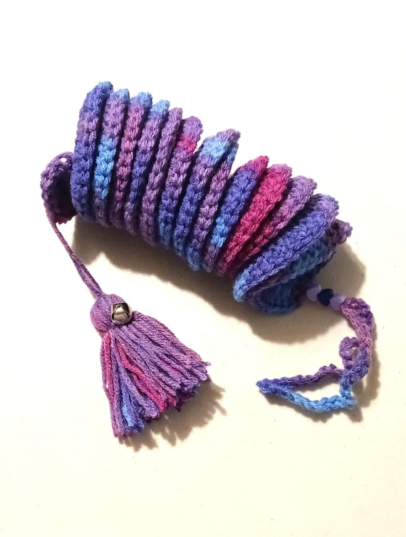 Crochet Wind Spinner, Grape Fizz Acrylic Yarn, Fiber Art Yard