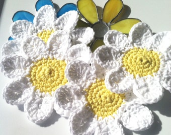 Coasters, Daisy Crochet Coasters, Daisy Coasters, Mug Rug, Set of 4