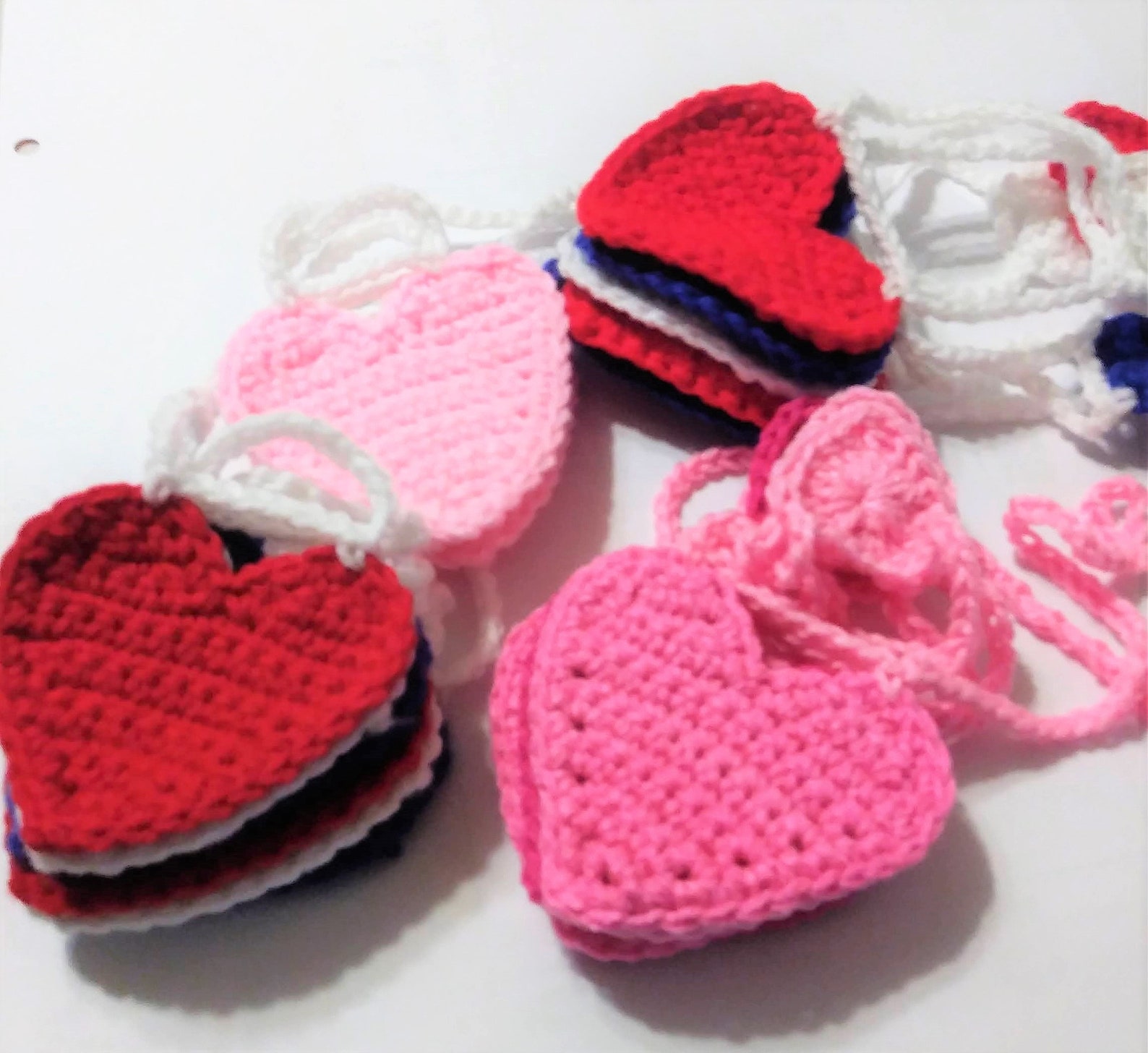Heart Garland Pink Heart Decor Crochet Heart Bunting Etsy