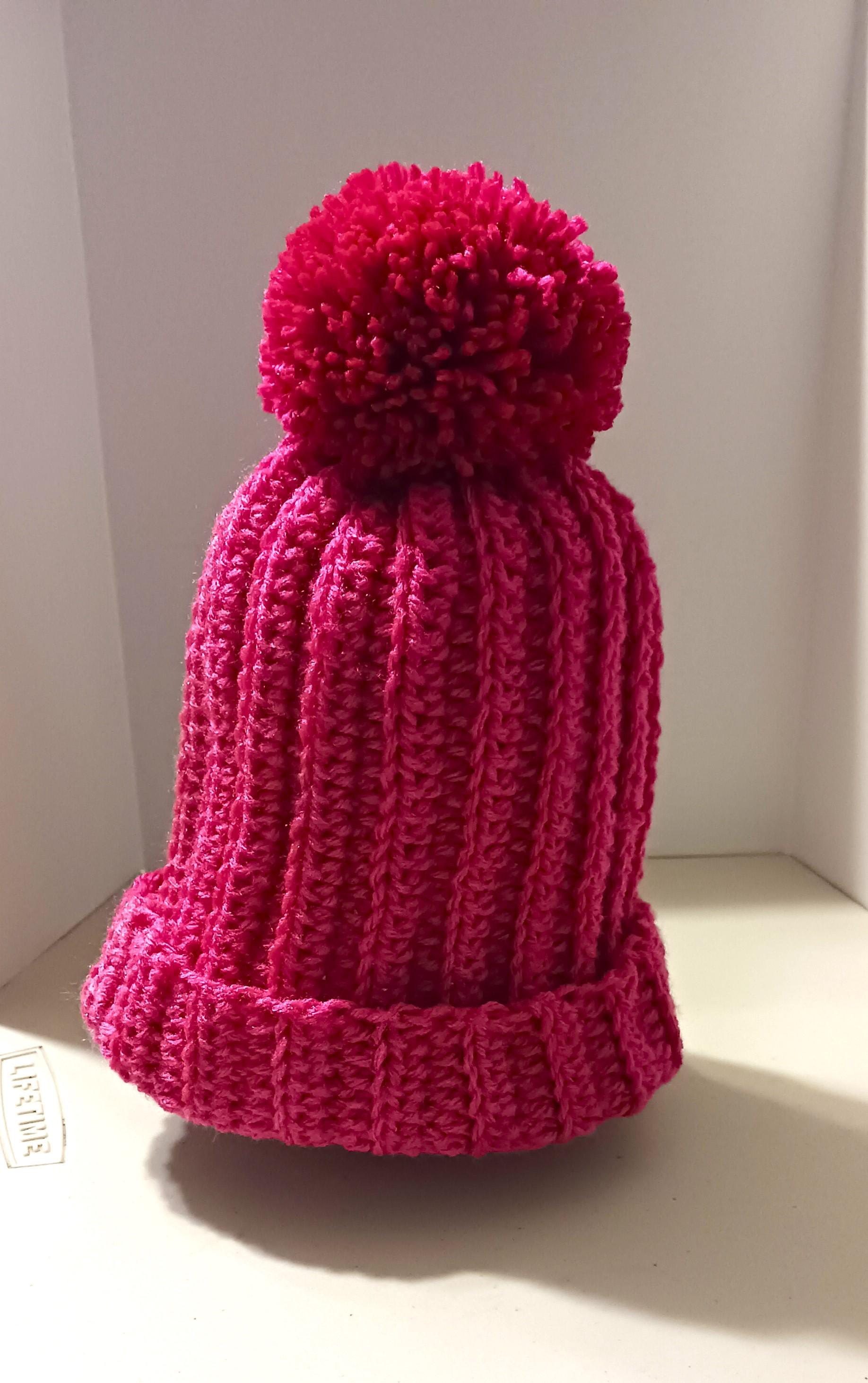 Crochet Pink Beanie and Pocket Scarf Set, Small Adult/girls 