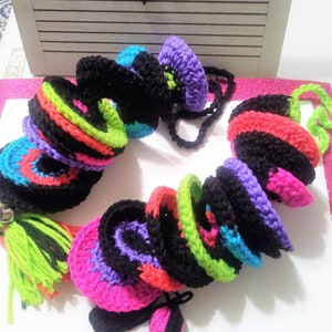 Neon Wind Spinner, Crochet Spinner, Yard Art, Fiber Art, Yard Decor, Patio Decor