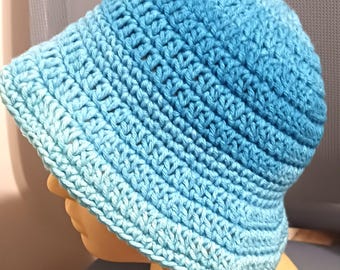 Crochet Bucket Hat, Turquoise Hat, Handmade