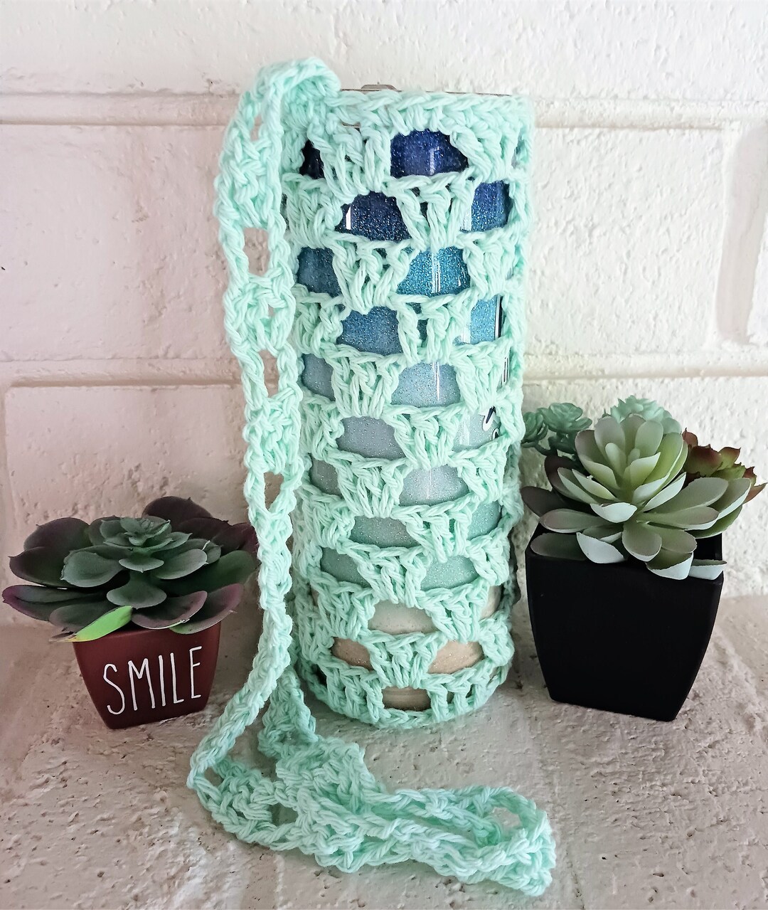 Tumbler Holder Bottle Holder With Strap Over Shoulder Bottle Etsy