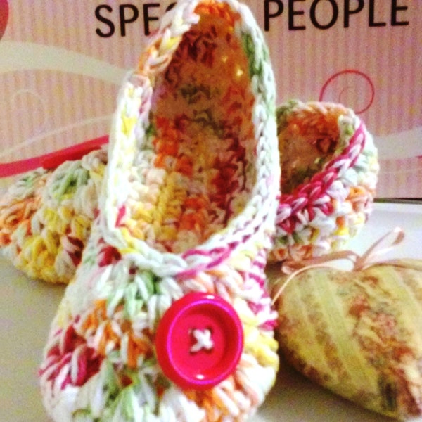 Women's Cotton Slippers, Crochet Slippers, Hand Crochet Slippers, House Shoes, Crochet Booties, Cotton Slippers