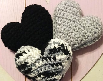 Hearts, Puffy Hearts, Trio of Hearts, Heart Decor, Pink Hearts, Black Hearts,