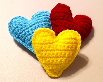 Puffy Hearts, Trio of Hearts, Heart Decor, Red Hearts, Turquoise Hearts, Yellow Hearts