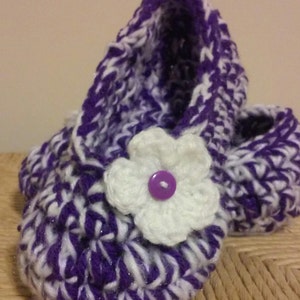 Girls Crochet Slippers, Purple Slippers, Crochet Slippers, House Shoes, Children Booties, Children| Slippers