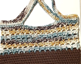 Crocheted Cotton Market Tote Bag, Reusable Beach Bag