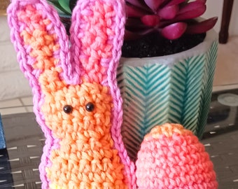 Easter Bunny and Egg, Crochet Bunny, Crochet Basket Filler, Easter Gift, Basket Filler, Easter Bunny, Crochet Easter Egg