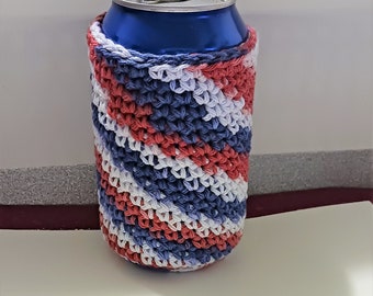 Crochet Cotton Can Cozy, Team Color Soda Pop Cozy