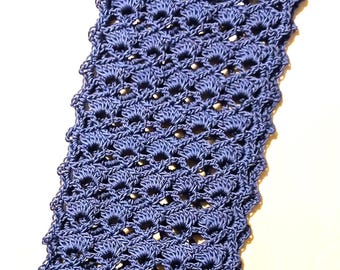Handmade Denim Blue Cotton Table Runner Doily, 7.5"x 36"