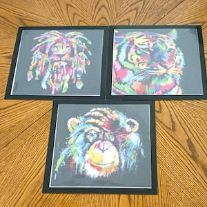 Diamond Painting Art, Completed Animal Pictures, Lion, Tiger, Monkey