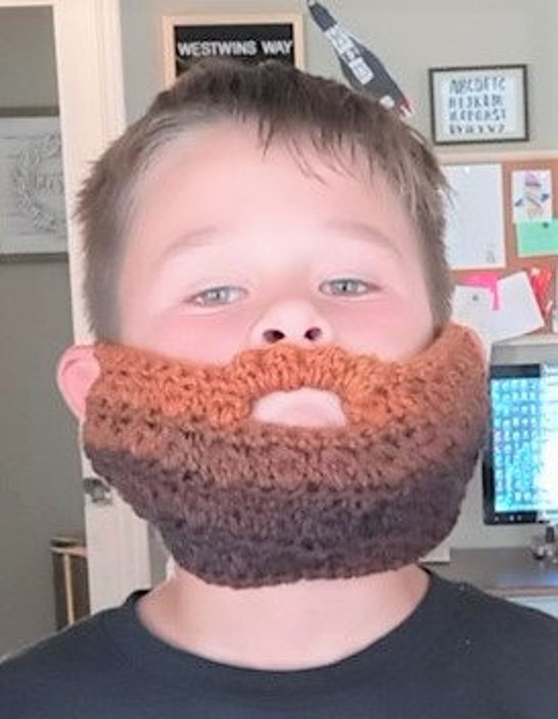 Crochet Beard, Beard Costume, Beard, Baby Beard, Child Beard, LATTE STRIPE DARK