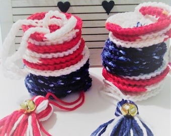 USA Wind Spinner, Crochet Spinner, Yard Art, Fiber Art, Yard Decor, Patio Decor, Patriotic Decor,