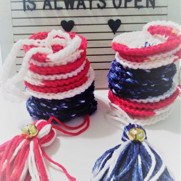 Éolienne au crochet USA, art du fil patriotique, décoration de jardin (42 po.)