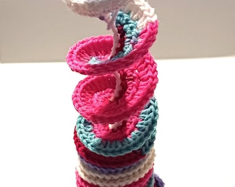 Crochet Wind Spinner, Fiber Art Yard Decor, 42"