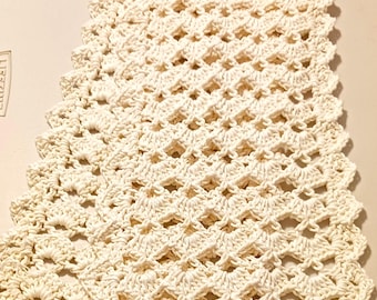 Crochet Table Runner, Cotton Doily, 8"x 40" Rectangular Doily