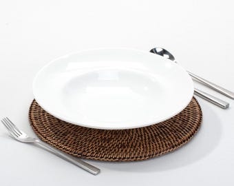 Mantel individual redondo de ratán tejido a mano: estilo bohemio para tu mesa, diámetro de 28 cm