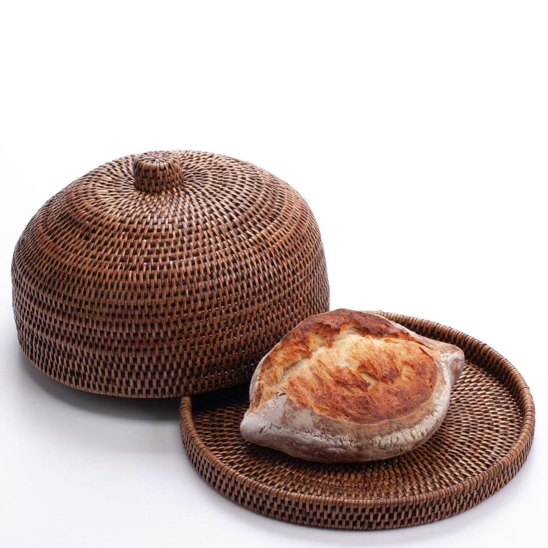 Round Rattan Bread Box With Lid – Handwoven Wicker Bread Keeper | Boho ...