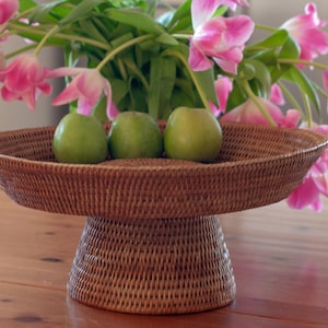 Boho Big Hand-Woven Rattan Basket Tray: Perfect for Fruits, Candies & Pastries - Colonial Vintage Charm diam 40 cm*20 cm