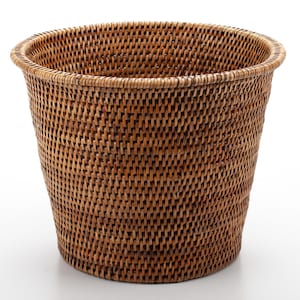 Maceta de ratán tejida a mano, apta para macetas de 25 cm, estilo bohemio, para interior, natural y ecológica.