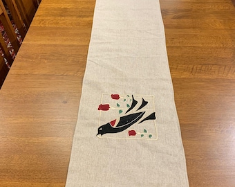 Arts and Crafts Mission style hand made Linen and Cotton table runner