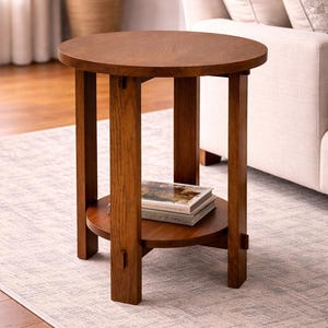 Craftsman Mission Quarter Sawn Oak Round End Table