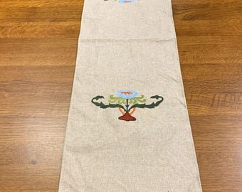 Arts and Crafts Mission style hand made Linen and Cotton table runner
