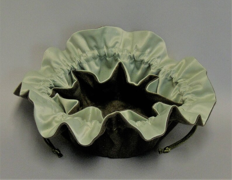 Jewelry Travel Tote---Drawstring Organizer Pouch---Olive Green Soft Suedecloth---Regular Size