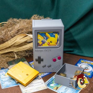 TCG Deck Box: GameBoy inspired Retro Design, 60+ Double Sleeved Cards with DiceTray - MTG, Pokemon, Riftbound, OnePiece