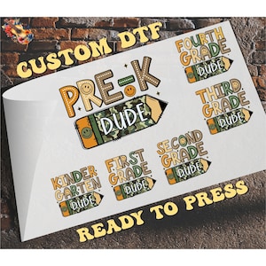 Boy Preppy Back to School Ready To Press, Back to School DTF Transfer, First Day of School Boy DTF, Kindergarten to 4th Grade Iron On Decal