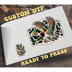 Camo Flying Mallard Duck Ready To Press, Duck Hunting Dtf transfer, Duck Hunter Dtf, Camo Heat Press DTF, Lake Scene DTF Print, HuntLife Dtf