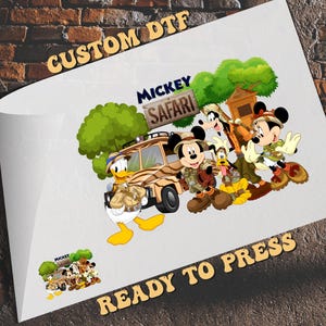 Mickey Safari Dtf Transfer, Mickey and Friends Ready To Press dtf, Heat Transfer, Disney Safari Trip dtf, Animal Kingdom  Family Safari,