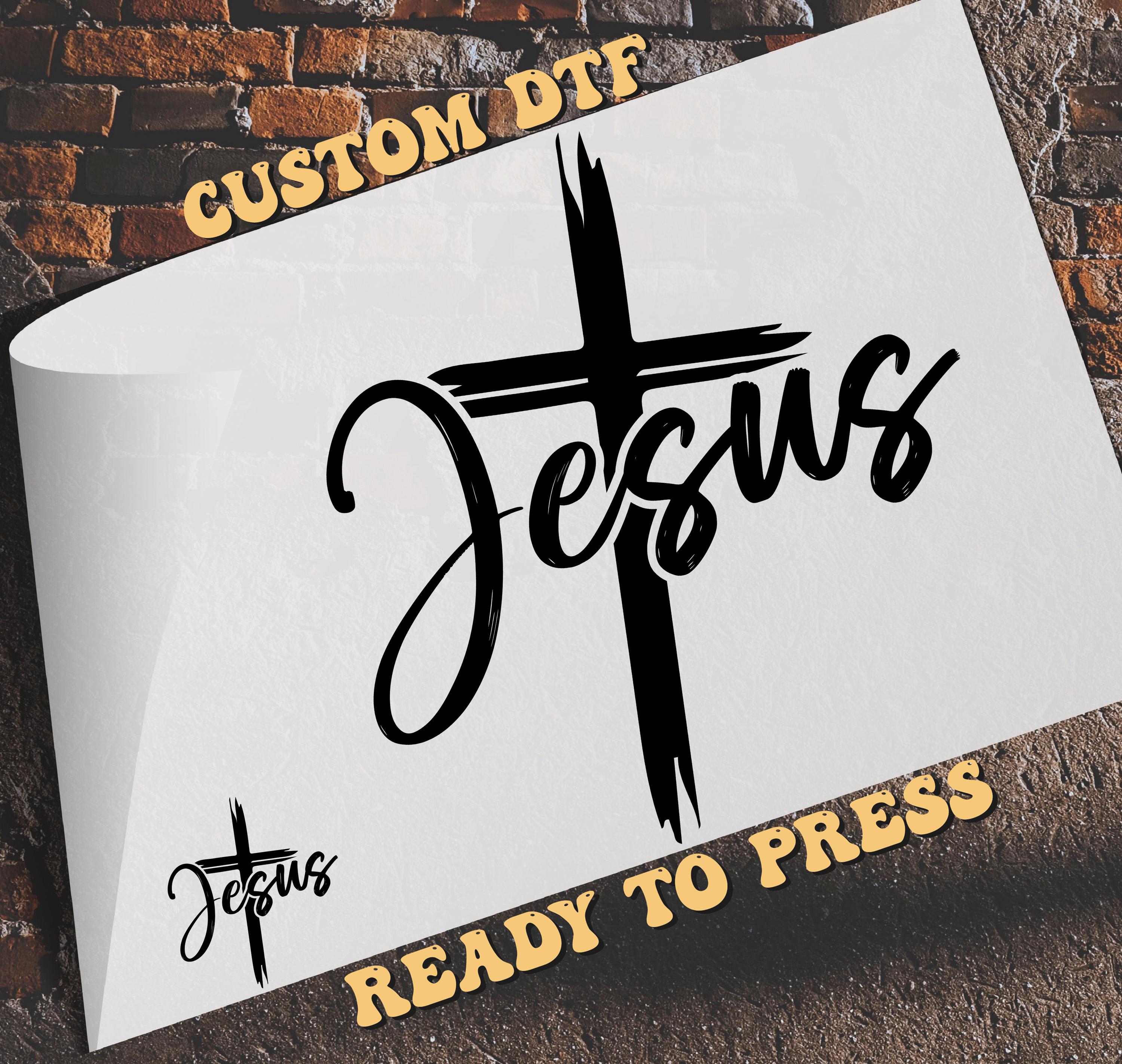 Jesus Dtf Transfer, Jesus, Christian Ready To Press, Jesus Cross DTF, Heat Transfer, Christian Gift, Religious Shirt, Vertical Cross Shirt,