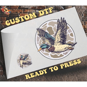 Camo Flying Mallard Duck Dtf Heat Transfer, Duck Hunting Sublimation, Camo Duck, Hunting Lovers Gift, Ready For Press,Duck Lovers Season Dtf