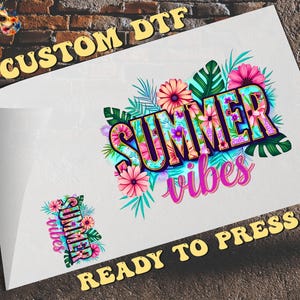 Summer Vibes DTF Transfer Ready To Press, Girls Vacation Heat Press, Girl&#39;s Weekend, Trendy Summer Girl Design, Girls Trip 2025 DTF Print