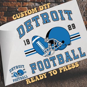 Vintage Detroit Football Dtf Transfer, Sunday Football Ready To Press, Game Day Dtf, Heat Transfer, Detroit Fan Gift, Retro Detroit Football