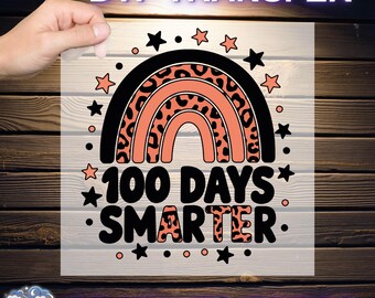100 Days Smarter Ready To Press, Teacher 100 Days DTF, School Teacher DTF, 100 Days DTF, Colorful  Girls 100th Day Dtf