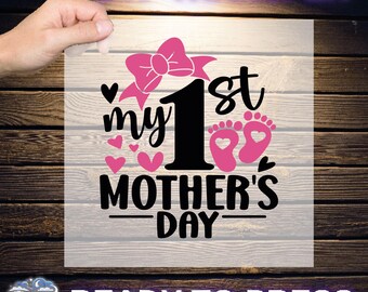 My First mothers Day girl Ready To Press, Mothers Day Gift DTF, Mom Birthday pink foot DTF, Trendy First Moms Gift DTF,